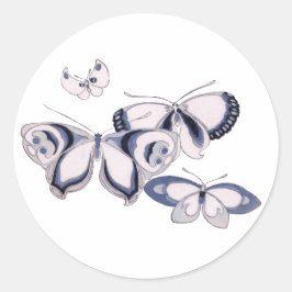 Adesivo Redondo ilustração de safra, Borboletas Azuis