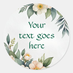 Adesivo Redondo ilustração de texto floral em aquarela com condolê
