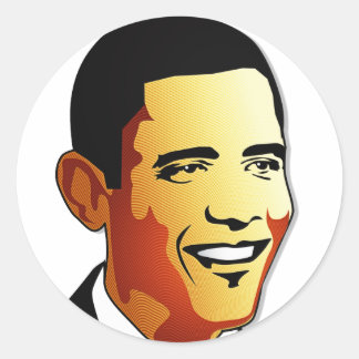 Adesivo Redondo Ilustração de Vetor de Barack Obama