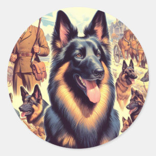 Adesivo Redondo Ilustração de Vintage Belga Tervuren