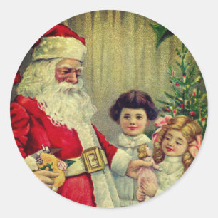 ADESIVO REDONDO ILUSTRAÇÃO DE VINTAGEM DE NATAL PERSONALIZADO