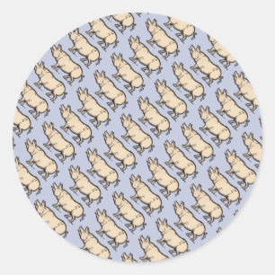 Adesivo Redondo Ilustração de Vintagem de Porte de Porco Antiguo