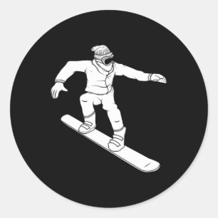 Adesivo Redondo Ilustração Dinâmica Do Snowboarder Para Esportes D