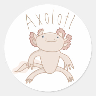Adesivo Redondo Ilustração do Axolotl digital, animal bonito