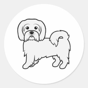 Adesivo Redondo Ilustração do Cão de Cartoon de Cuta de Coton d