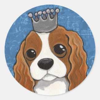 Adesivo Redondo Ilustração do Cão Rei Charles Spaniel