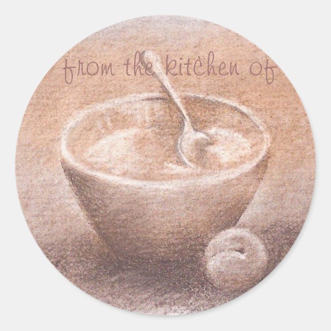 ADESIVO REDONDO ILUSTRAÇÃO DO CARVÃO DE RÓTULO DO KITCHEN PERSONAL (Frente)