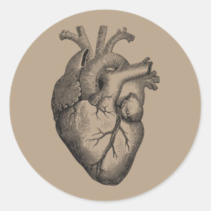 Adesivo Redondo Ilustração do coração do vintage