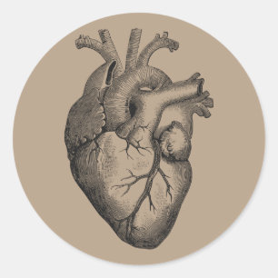 Adesivo Redondo Ilustração do Coração Vintage