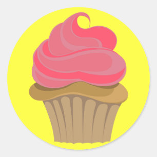 Adesivo Redondo Ilustração do cupcake