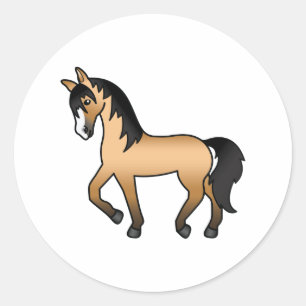 Adesivo Redondo Ilustração do desenho animado de cavalos de Trote 