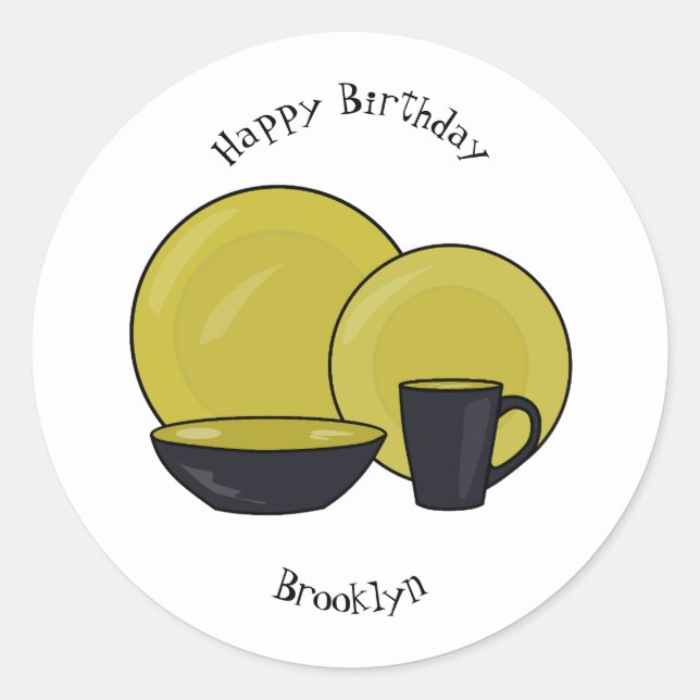 Adesivo Redondo ilustração do desenho de desenho de tabela (Frente)