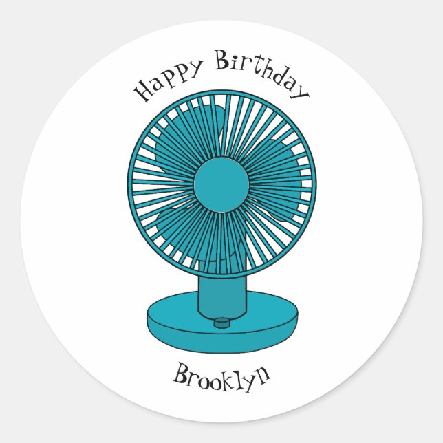 Adesivo Redondo Ilustração do desenho do ventilador (Frente)