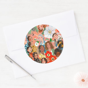 Adesivo Redondo Ilustração do Dia Internacional da Mulher