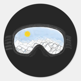 Adesivo Redondo Ilustração do Modo Montanha Ski Goggles