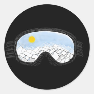 Adesivo Redondo Ilustração do Modo Montanha Ski Goggles