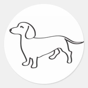 Adesivo Redondo Ilustração do Outline Dachshund Dog Doxie