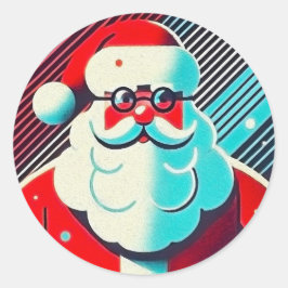 Adesivo Redondo Ilustração do Papai Noel Encantador