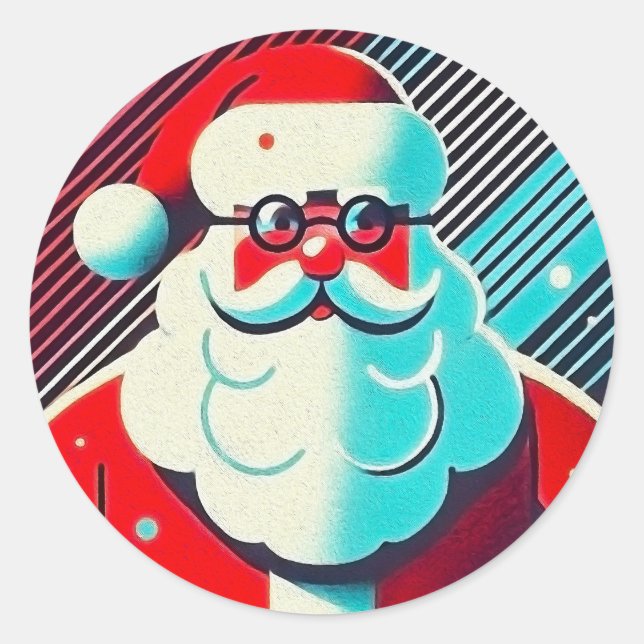 Adesivo Redondo Ilustração do Papai Noel Encantador (Frente)