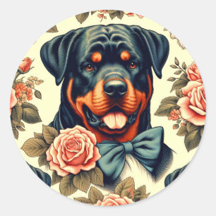 Adesivo Redondo Ilustração do Rottweiler Retro