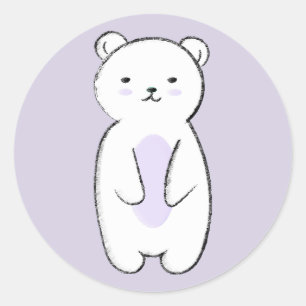 Adesivo Redondo Ilustração do Urso Polar Bonito