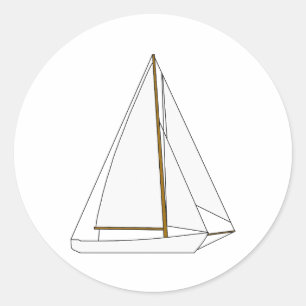 Adesivo Redondo Ilustração do veleiro do cortador