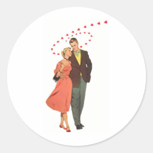 Adesivo Redondo Ilustração do vintage do amor & do romance