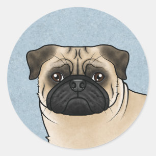 Adesivo Redondo Ilustração em desenho animado do focinho do cão Pu