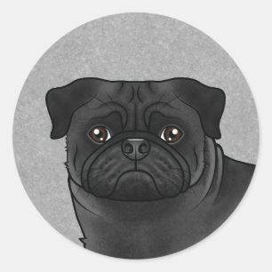 Adesivo Redondo Ilustração em desenho animado do rosto de um cão P