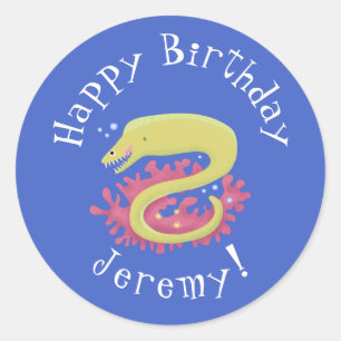 Adesivo Redondo Ilustração engraçada de desenho animado de engu