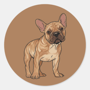 Adesivo Redondo Ilustração Gráfica de Bulldog Francês Brindle em P