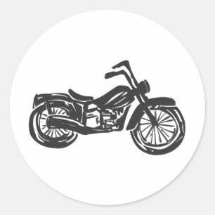 Adesivo Redondo Ilustração retrô de motociclo - Escolher plano 