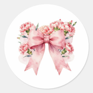 Adesivo Redondo Ilustração Romântica de Laço Floral