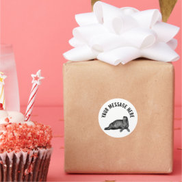 Adesivo Redondo Ilustração Simples de Black Walrus