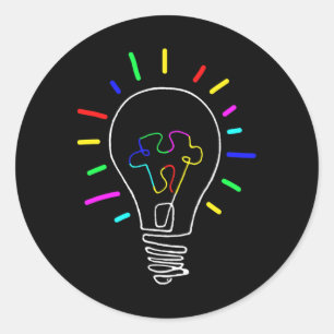 Adesivo Redondo Ilustração Única De Consciência Autismo Para Autis