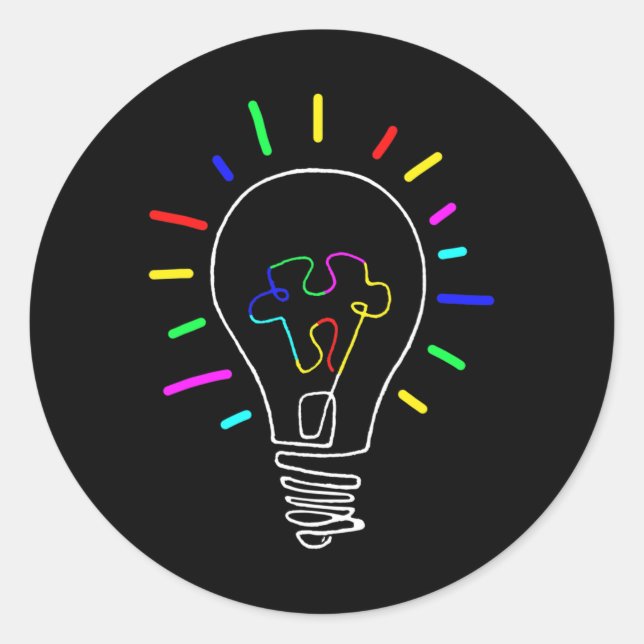 Adesivo Redondo Ilustração Única De Consciência Autismo Para Autis (Frente)