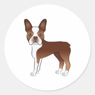 Adesivo Redondo Ilustração Vermelha E Branca De Cachorro De Bost