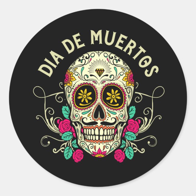 Adesivo Redondo Ilustração vetorial dia de muertos (Frente)