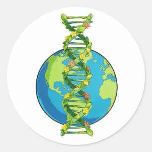 Adesivo Redondo Ilustração Vintage do Dia da Terra DNA Natureza