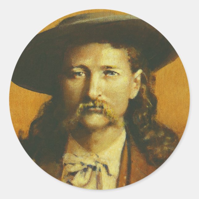 Adesivo Redondo Ilustração Wild Bill Hickok (Frente)