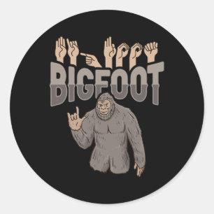 Adesivo Redondo ILY Bigfoot ASL Gesto de Mão Surdo Audição Perda A