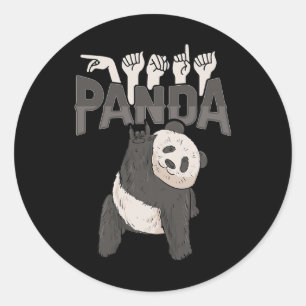 Adesivo Redondo ILY Panda ASL Gesto de Mão surdo surdo perda de au