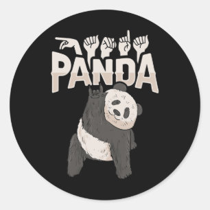Adesivo Redondo Ily Panda Gestos de Mão em ASL Conscientização sob