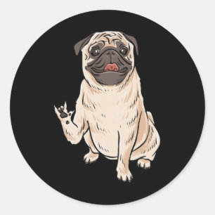Adesivo Redondo Ily Pug Cão Gestual Asl Surdo Perda Auditiva Awa