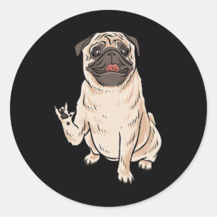 Adesivo Redondo ILY PUG DOG ASL Gesto manual surdo ouvindo perda A