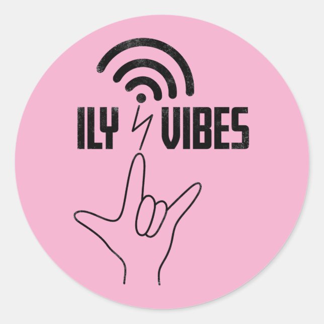 Adesivo Redondo ILY Vibes - Design ASL  (Frente)