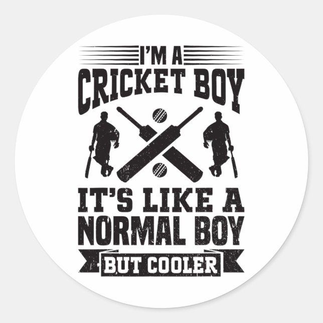Adesivo Redondo I'm A Cricket Boy It's Like A Normal Boy But Coole (Frente)