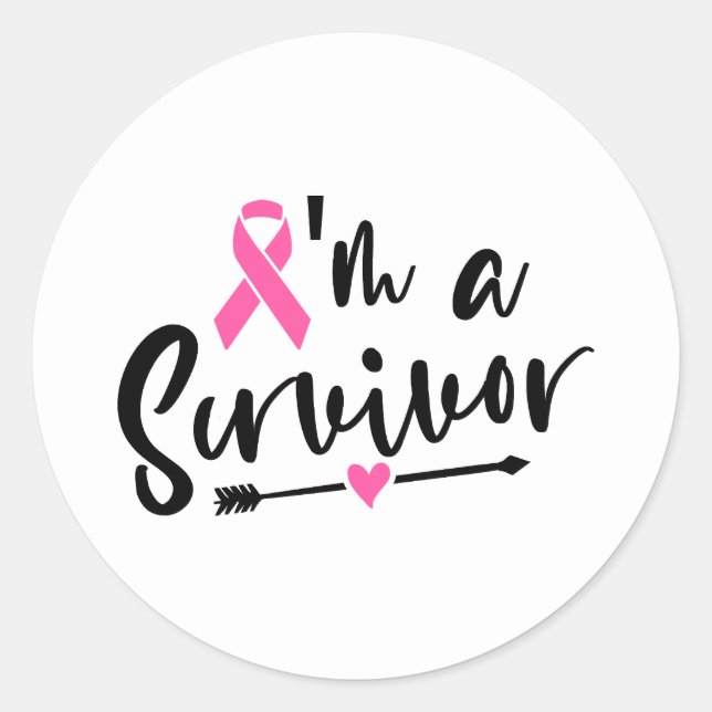 Adesivo Redondo I'm A Survivor Breast Cancer Awareness (Frente)
