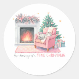 Adesivo Redondo I'm Dreaming of a Pink Christmas Round Sticker