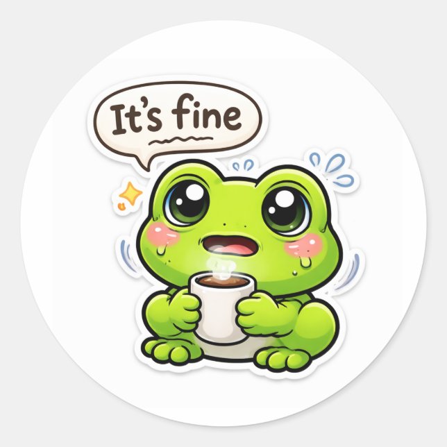 Adesivo Redondo I'm Fine Frog (Frente)